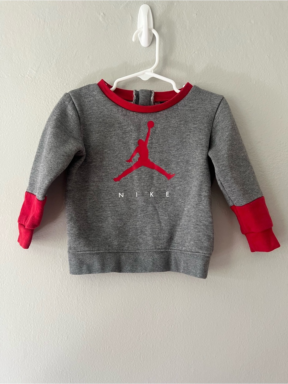 Nike Gray Sweatshirt with Red Jumpman Logo